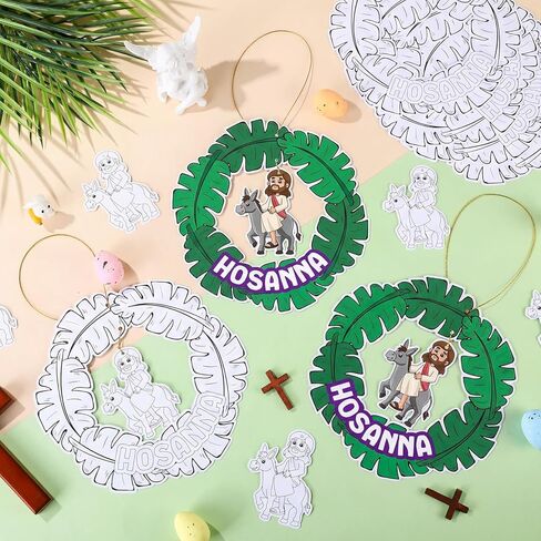 Eaasty 30 Pcs Easter Palm Sunday Crafts Kits Palm Leaf Hosanna Jesus Cards Hanging Ornaments for Christian Sunday School Activities Church Decor Holy Week Home Art Project Religious Party in Saudi Arabia