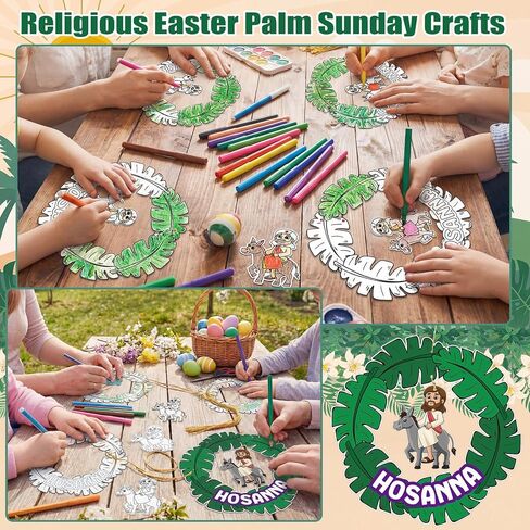 Eaasty 30 Pcs Easter Palm Sunday Crafts Kits Palm Leaf Hosanna Jesus Cards Hanging Ornaments for Christian Sunday School Activities Church Decor Holy Week Home Art Project Religious Party in Saudi Arabia