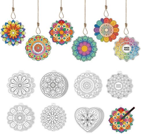 Bomichi Coloring Craft Kit - 48 Pcs Hanging Color Craft Kit & 32.8 Ft Hemp Rope for DIY Card, Traditional Festival Decor, School Activity Art Craft in Kuwait