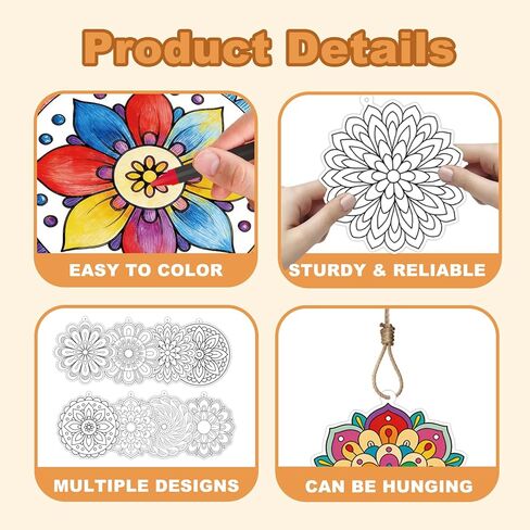 Bomichi Coloring Craft Kit - 48 Pcs Hanging Color Craft Kit & 32.8 Ft Hemp Rope for DIY Card, Traditional Festival Decor, School Activity Art Craft in Kuwait