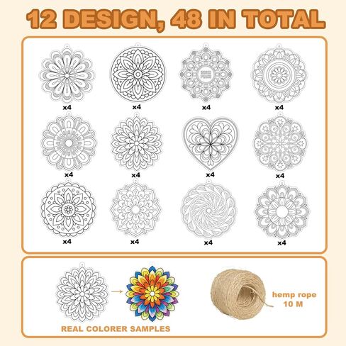 Bomichi Coloring Craft Kit - 48 Pcs Hanging Color Craft Kit & 32.8 Ft Hemp Rope for DIY Card, Traditional Festival Decor, School Activity Art Craft in Kuwait