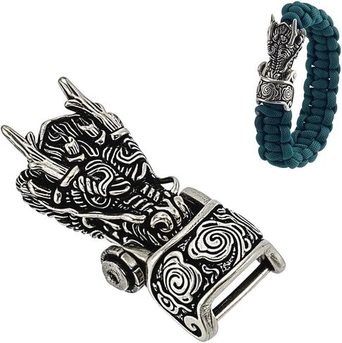 NBEADS Brass Paracord Buckles, Dragon Head Brass Shackle Clasps Bracelet Buckle for EDC Rope DIY Paracord Crafts Accessories, Antique Silver, 1.9x0.9 Inch in Saudi Arabia