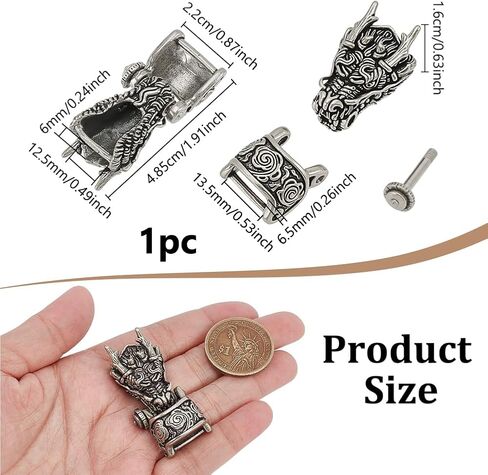 NBEADS Brass Paracord Buckles, Dragon Head Brass Shackle Clasps Bracelet Buckle for EDC Rope DIY Paracord Crafts Accessories, Antique Silver, 1.9x0.9 Inch in Saudi Arabia