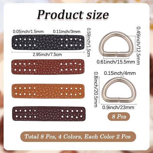 4 Set PU Leather Buckle Side D Ring Clips Detachable Purse Suspension Clasp Connector Rectangle Leather Purse Strap Mount Hook for DIY Craft Crossbody Bag in Saudi Arabia