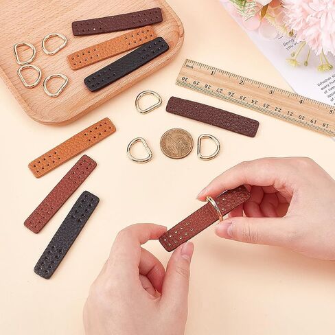 4 Set PU Leather Buckle Side D Ring Clips Detachable Purse Suspension Clasp Connector Rectangle Leather Purse Strap Mount Hook for DIY Craft Crossbody Bag in Saudi Arabia