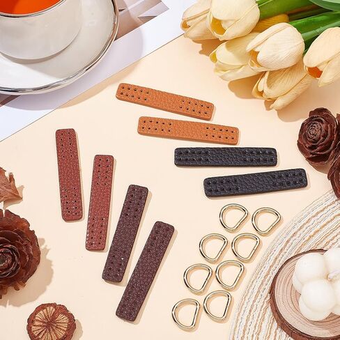 4 Set PU Leather Buckle Side D Ring Clips Detachable Purse Suspension Clasp Connector Rectangle Leather Purse Strap Mount Hook for DIY Craft Crossbody Bag in Saudi Arabia