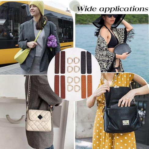 4 Set PU Leather Buckle Side D Ring Clips Detachable Purse Suspension Clasp Connector Rectangle Leather Purse Strap Mount Hook for DIY Craft Crossbody Bag in Saudi Arabia