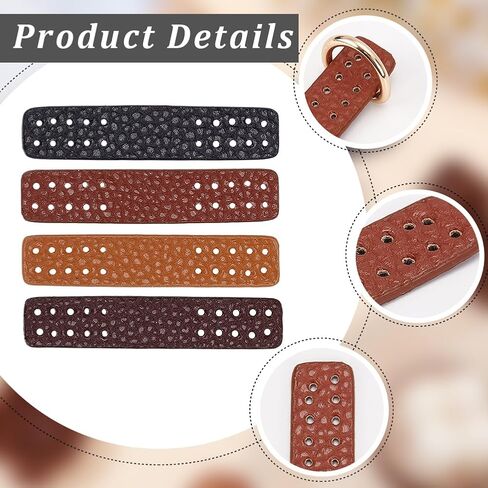 4 Set PU Leather Buckle Side D Ring Clips Detachable Purse Suspension Clasp Connector Rectangle Leather Purse Strap Mount Hook for DIY Craft Crossbody Bag in Saudi Arabia