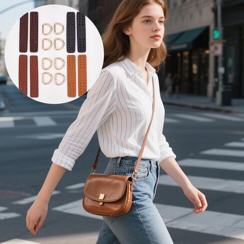 4 Set PU Leather Buckle Side D Ring Clips Detachable Purse Suspension Clasp Connector Rectangle Leather Purse Strap Mount Hook for DIY Craft Crossbody Bag in Saudi Arabia