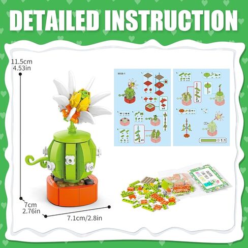 24PCS Flowers Succulents Building Blocks Valentines Day Cards for Kids School Party Favors Classroom Prizes Bulk Artificial Botanical Toy Valentines Exchange Gifts Goodie Bags Stuffers for Girl Boy 6+ in Saudi Arabia