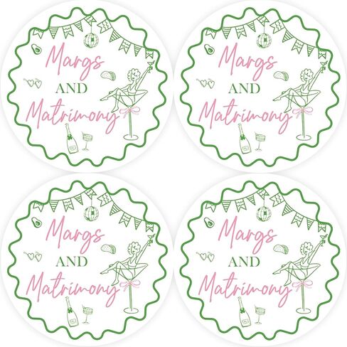 40pcs Margs & Matrimony Thank You Stickers, Margarita Bachelorette Round Stickers, Martini Round Labels for Bridal Shower/Wedding Party Favors in Saudi Arabia