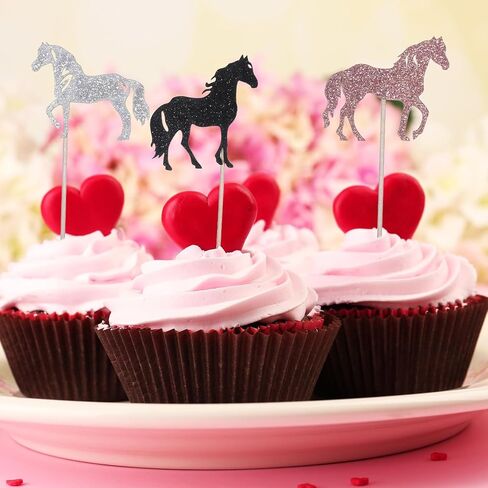 32 Pcs Horse Cupcake Toppers Animal Horse Cupcake Picks Animal Cake Decoration for Horses Racing Party Cake Decorations Supplies for Equestrian Themed Birthday Shower Parties Wedding in Saudi Arabia