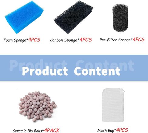 مجموعة صيانة حوض السمك البديلة من SHIGATSU المكونة من 4 قطع لفلتر الطاقة AquaClear 50، تتضمن حشوة إسفنجية لحوض السمك، وإسفنجة كربونية، ووسائط حيوية وإسفنجة ما قبل الفلتر in Kuwait