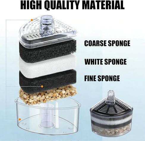 Frienda 12 قطعة من وسادات استبدال فلتر حوض السمك الزاوية لـ 10-30 جالون من وسادات فلتر حوض السمك البديلة الإسفنجية لوسائط الإعلام المدفوعة بالهواء لترشيح مياه خزان الأسماك، أبيض وأسود in Kuwait