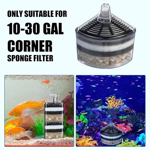 Frienda 12 قطعة من وسادات استبدال فلتر حوض السمك الزاوية لـ 10-30 جالون من وسادات فلتر حوض السمك البديلة الإسفنجية لوسائط الإعلام المدفوعة بالهواء لترشيح مياه خزان الأسماك، أبيض وأسود in Kuwait