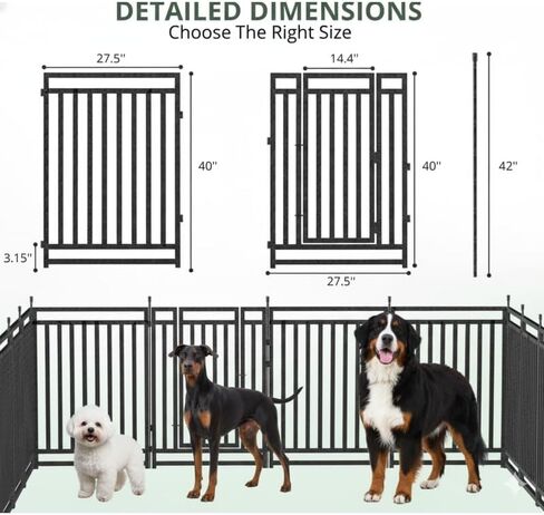 حظيرة لعب للكلاب، سياج خارجي للساحة بطول 101.6 سم ارتفاع مع 16 لوحة، قفص لعب قوي ومحمول للاستخدام الداخلي والخارجي للتخييم RV - أسود فضي in Kuwait