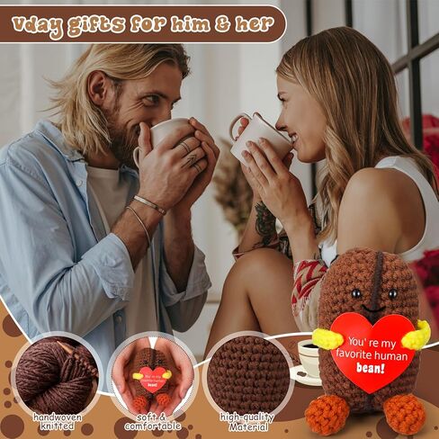 Jenaai مضحك هدايا عيد الحب لمحبي القهوة زوجة الزوج صديقها صديقة أفكار عيد ميلاد، اليدوية الكروشيه حبوب القهوة إيجابية صغيرة لطيف هدايا الكروشيه للأصدقاء in Kuwait