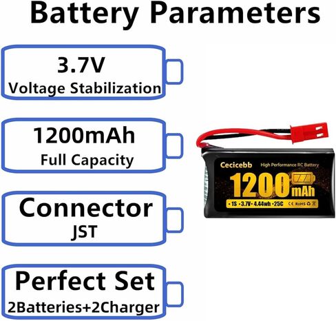 3.7V Lipo Battery 1200mAh 30C Drone Battery JST Plug for MJX T04 T05 T25 X900 X9TW V2400HD V2450FPV V2450GPS RC Drone in Kuwait