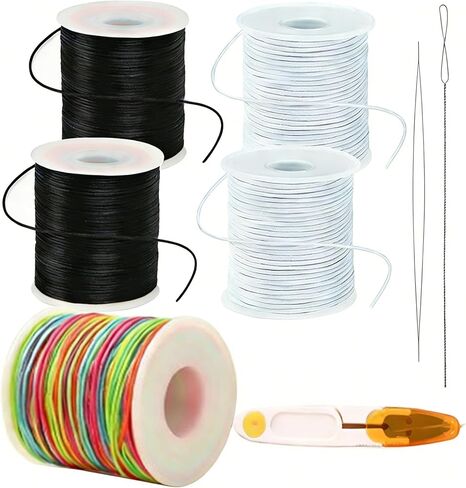 Stretchy Bracelet String Kit, 5 Rolls 1mm Elastic String for Jewelry Making, Beading Necklaces and DIY Crafts 820FT(White, Black, Rainbow) in Saudi Arabia