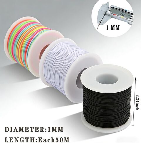 Stretchy Bracelet String Kit, 5 Rolls 1mm Elastic String for Jewelry Making, Beading Necklaces and DIY Crafts 820FT(White, Black, Rainbow) in Saudi Arabia