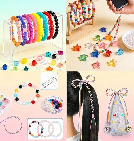 Stretchy Bracelet String Kit, 5 Rolls 1mm Elastic String for Jewelry Making, Beading Necklaces and DIY Crafts 820FT(White, Black, Rainbow) in Saudi Arabia