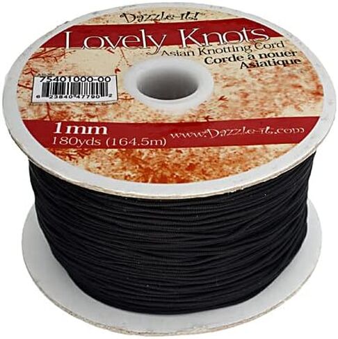 حبل عقد صيني أسود من John Bead Lovely Knots مقاس 1 مم لصناعة المجوهرات والحرف اليدوية، 180 ياردة in Kuwait
