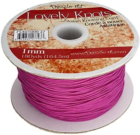 حبل عقد صيني أسود من John Bead Lovely Knots مقاس 1 مم لصناعة المجوهرات والحرف اليدوية، 180 ياردة in Kuwait