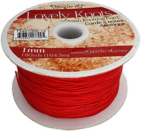 حبل عقد صيني أسود من John Bead Lovely Knots مقاس 1 مم لصناعة المجوهرات والحرف اليدوية، 180 ياردة in Kuwait