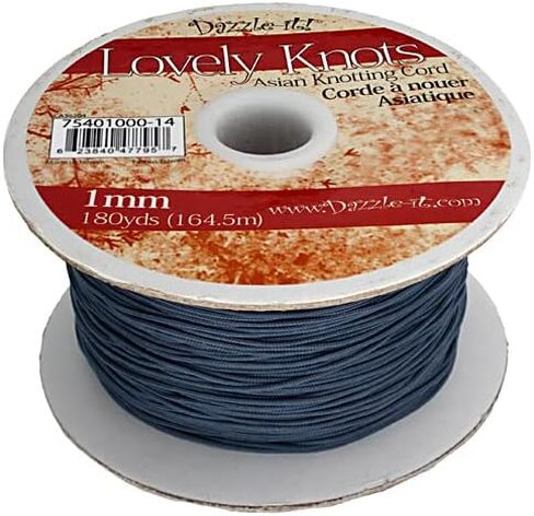 حبل عقد صيني أسود من John Bead Lovely Knots مقاس 1 مم لصناعة المجوهرات والحرف اليدوية، 180 ياردة in Kuwait