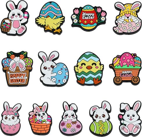 13 Pcs Easter Silicone Beads Animal Focal Beads Silicone Beads for Keychain Making for DIY Jewelry Bracelet Lanyard Making（Rabbit Easter Eggs） in Saudi Arabia