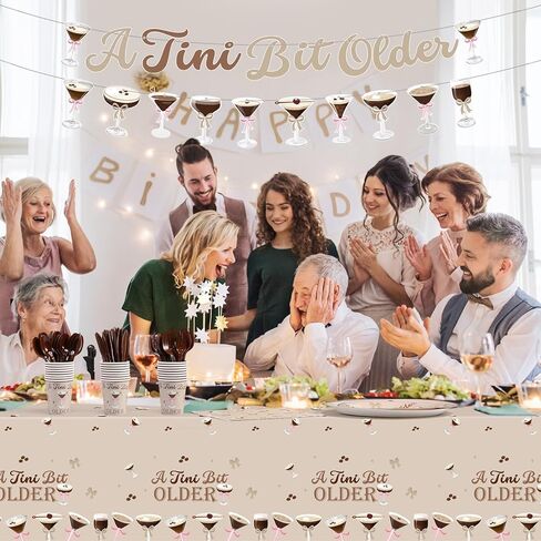 171 Pcs A Tini Bit Older Birthday Decorations Party Supplies A Tini Bit Older Birthday Tableware Set Banner Tablecloths Plates for Wedding Shower Party Serve 24 in Saudi Arabia