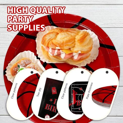 96Pcs Basketball Birthday Party Supplies Black Red Basketball Plates Forks and Napkins Happy Birthday Tableware Set for Boys Kids Teens Adult Sport Theme Party Decorations Serves 24 in Saudi Arabia