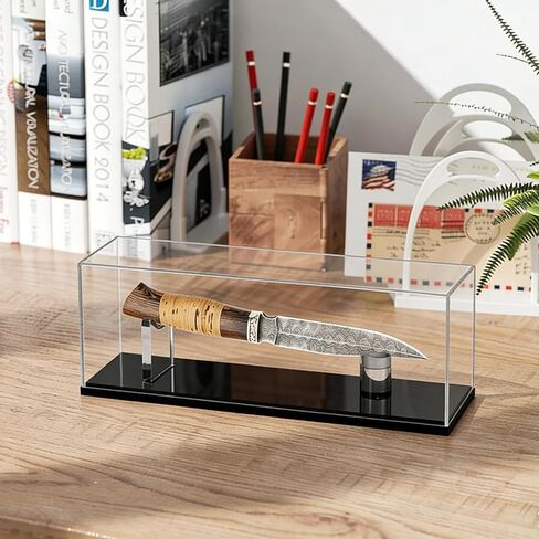 Klmnop Acrylic Knife Display Case, Military Pocket Knife Display Stand with Cover, Single Knife Collection Display Box for Home Decor(Clear) in Saudi Arabia