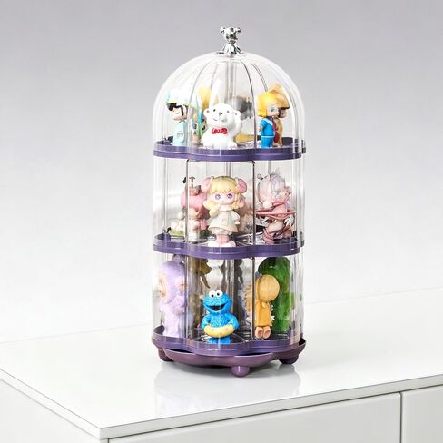 360° Rotating Clear Acrylic Display Case for Collectibles,3-Layer Hobby Figure Display Case Box with Spinning Base,Figurine Display Shelf for Funko Pop,Pop Mart,Labubu,Amiibo & Hobby Models in Kuwait