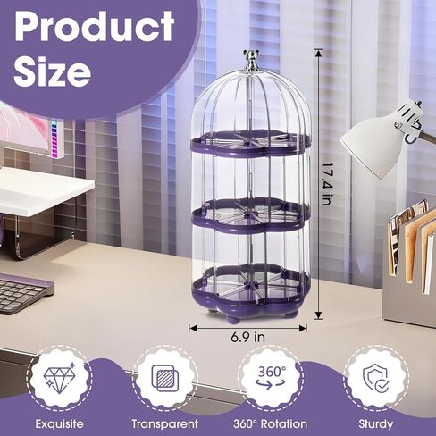 360° Rotating Clear Acrylic Display Case for Collectibles,3-Layer Hobby Figure Display Case Box with Spinning Base,Figurine Display Shelf for Funko Pop,Pop Mart,Labubu,Amiibo & Hobby Models in Kuwait