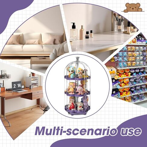 360° Rotating Clear Acrylic Display Case for Collectibles,3-Layer Hobby Figure Display Case Box with Spinning Base,Figurine Display Shelf for Funko Pop,Pop Mart,Labubu,Amiibo & Hobby Models in Kuwait