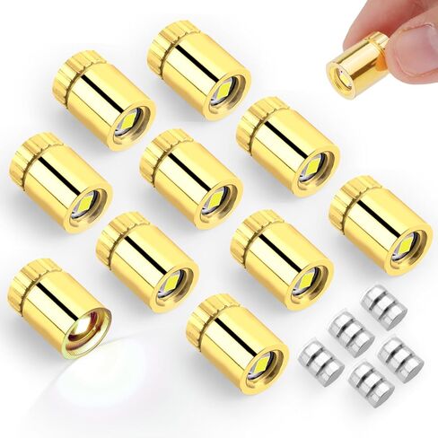 10 قطع من مصابيح LED الصغيرة مع 5 قطع من البطارية، مصابيح LED مصغرة تعمل بالبطارية مع غلاف ذهبي لبيت الدمى الصغير، لعبة الحرف اليدوية، مكعبات بناء ديكورات بيت الدمية الصغيرة (أبيض بارد) in Kuwait