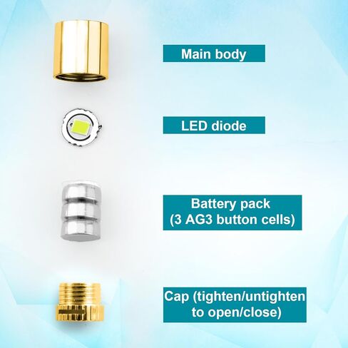 10 قطع من مصابيح LED الصغيرة مع 5 قطع من البطارية، مصابيح LED مصغرة تعمل بالبطارية مع غلاف ذهبي لبيت الدمى الصغير، لعبة الحرف اليدوية، مكعبات بناء ديكورات بيت الدمية الصغيرة (أبيض بارد) in Kuwait