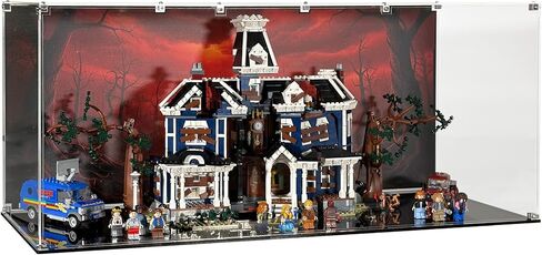 Display Case Compatible with Lego Set 11370: Stranger Things: The Creel House (Icons) - Acrylic Showcase with Themed Pre-Printed Background - Set Not Included (Expanded, Rectangle) in Saudi Arabia