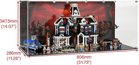 Display Case Compatible with Lego Set 11370: Stranger Things: The Creel House (Icons) - Acrylic Showcase with Themed Pre-Printed Background - Set Not Included (Expanded, Rectangle) in Saudi Arabia