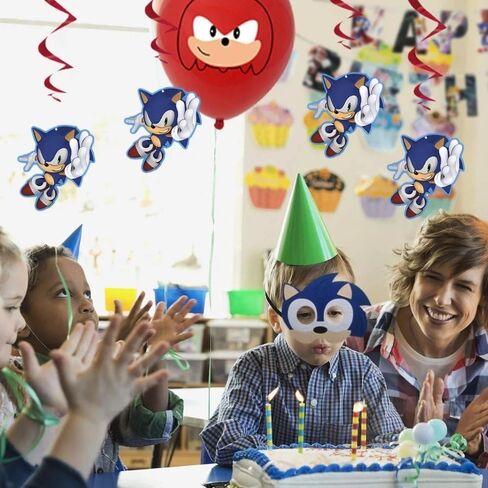 Sonic the Hedgehog Hanging Swirl Decorations (Pack of 3) - Eye-Catching Red & Blue Design, Perfect for Indoor & Outdoor Use in Saudi Arabia