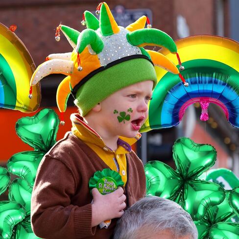 12 Pcs St. Patrick's Day Decorations Set Including 10 Shamrock Foil Clover Balloon and 2 Large Rainbow Balloons St Patricks Day Decorations for Irish Festival Party Supplies in Saudi Arabia
