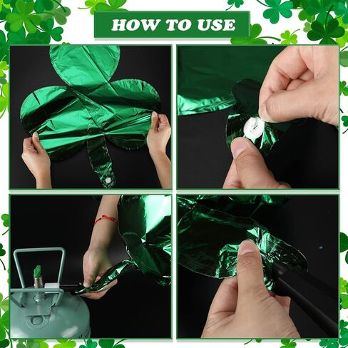 12 Pcs St. Patrick's Day Decorations Set Including 10 Shamrock Foil Clover Balloon and 2 Large Rainbow Balloons St Patricks Day Decorations for Irish Festival Party Supplies in Saudi Arabia