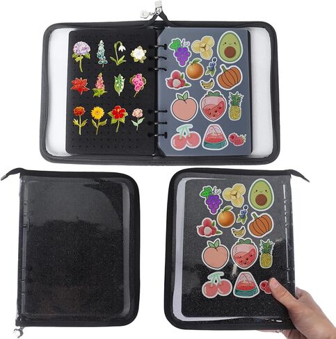 Klmnop Pin Display Book, Trading Enamel Pin Book with 8-Page Display Boards, A5 Portable Brooch Binder Album for Travel Collectors(Black) in Saudi Arabia