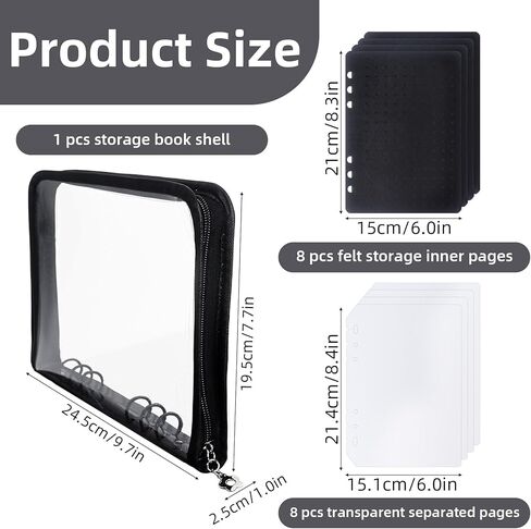 Klmnop Pin Display Book, Trading Enamel Pin Book with 8-Page Display Boards, A5 Portable Brooch Binder Album for Travel Collectors(Black) in Saudi Arabia