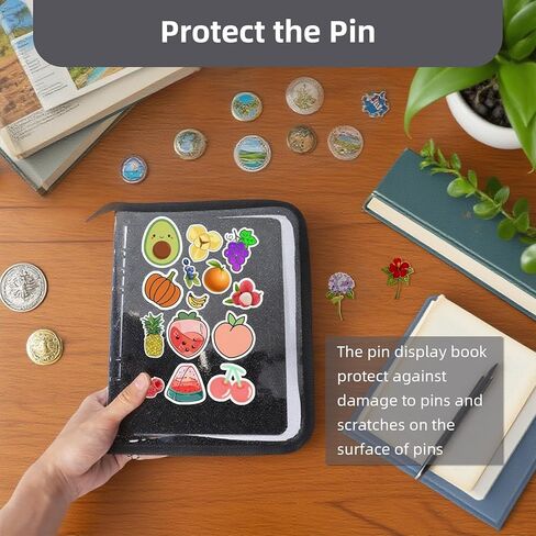Klmnop Pin Display Book, Trading Enamel Pin Book with 8-Page Display Boards, A5 Portable Brooch Binder Album for Travel Collectors(Black) in Saudi Arabia