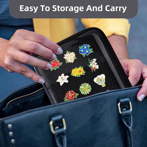 Klmnop Pin Display Book, Trading Enamel Pin Book with 8-Page Display Boards, A5 Portable Brooch Binder Album for Travel Collectors(Black) in Saudi Arabia