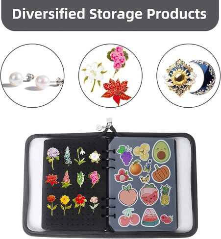 Klmnop Pin Display Book, Trading Enamel Pin Book with 8-Page Display Boards, A5 Portable Brooch Binder Album for Travel Collectors(Black) in Saudi Arabia