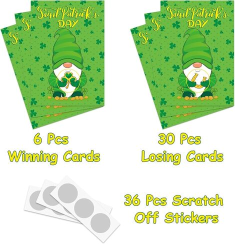 MOUNMDA 36 قطعة من بطاقات ألعاب القديس باتريك للخدش - ألعاب يوم القديس باتريك - ألعاب حفلات شامروك كرافت لحفلات عيد القديس باتريك المفضلة تذاكر السحب in Kuwait