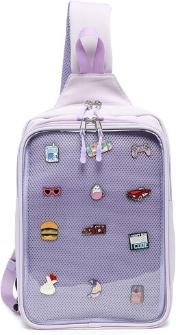 حقيبة كتف من RAINBOW SMILE Ita حقيبة كتف مع عرض دبوس، حقيبة كروس بحزام قابل للتعديل للحفلات التنكرية in Kuwait